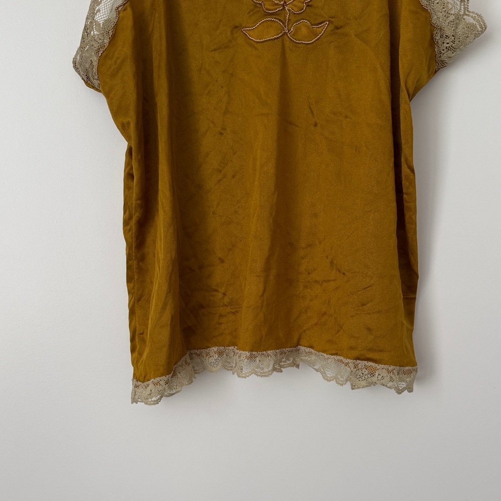 Hand Dyed Lace Trim Vintage Camisole with Flower Detail - Picture 5 of 8